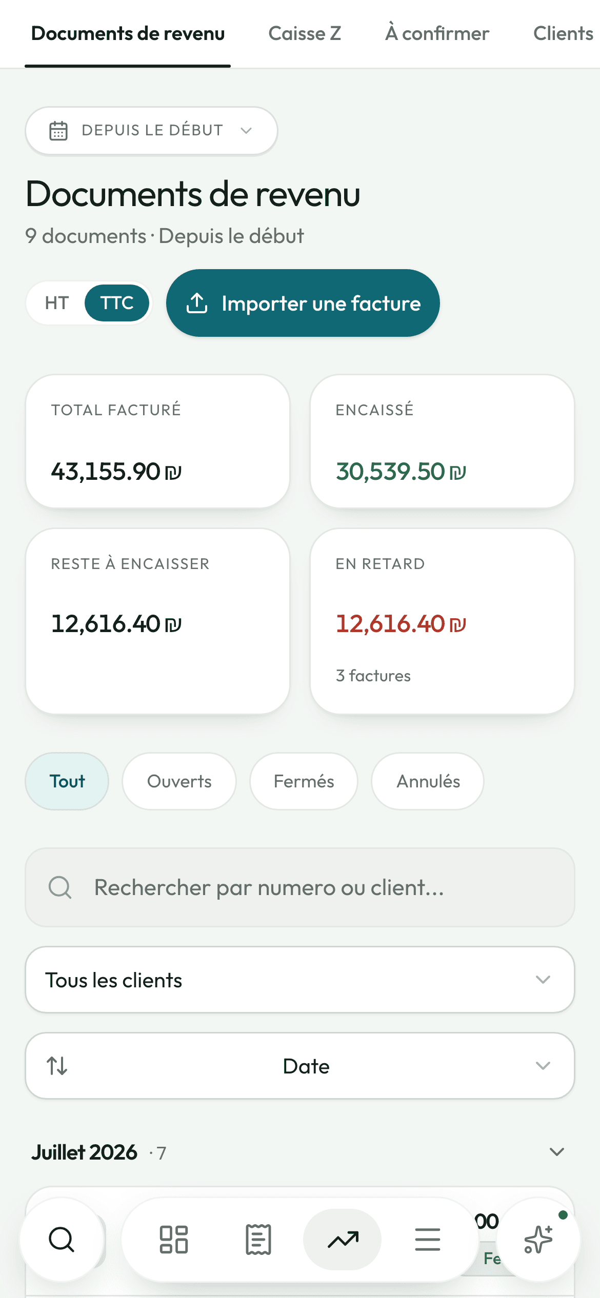 La liste des revenus
